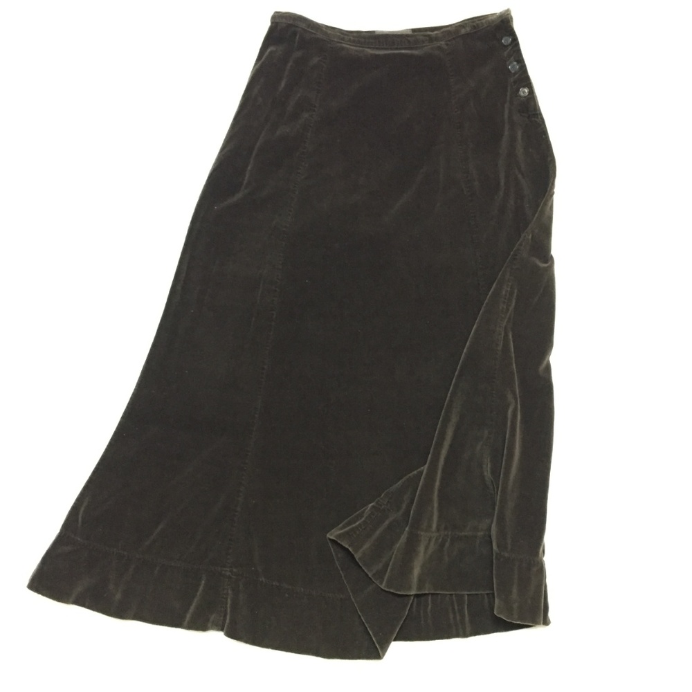 CP Shades brown cotton velvet maxi skirt, sz S